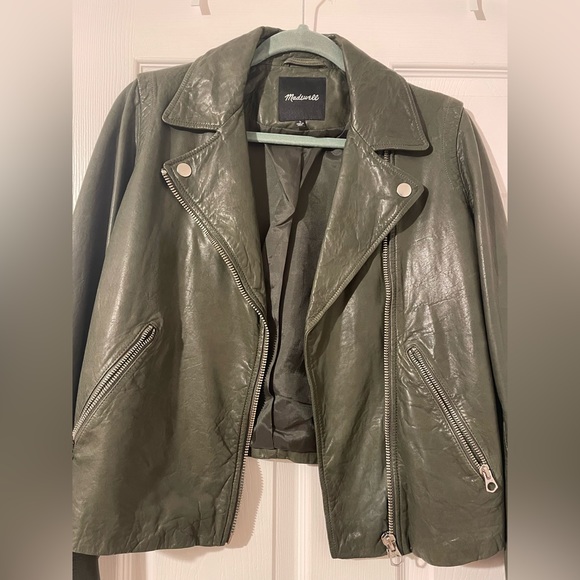COPY - Madewell Women Washed Leather Motorcycle Jacket - Picture 5 of 7